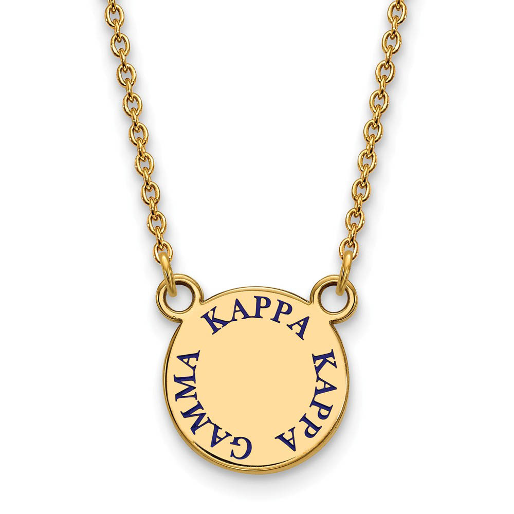 14K Plated Silver Kappa Kappa Gamma Blue Enamel Necklace