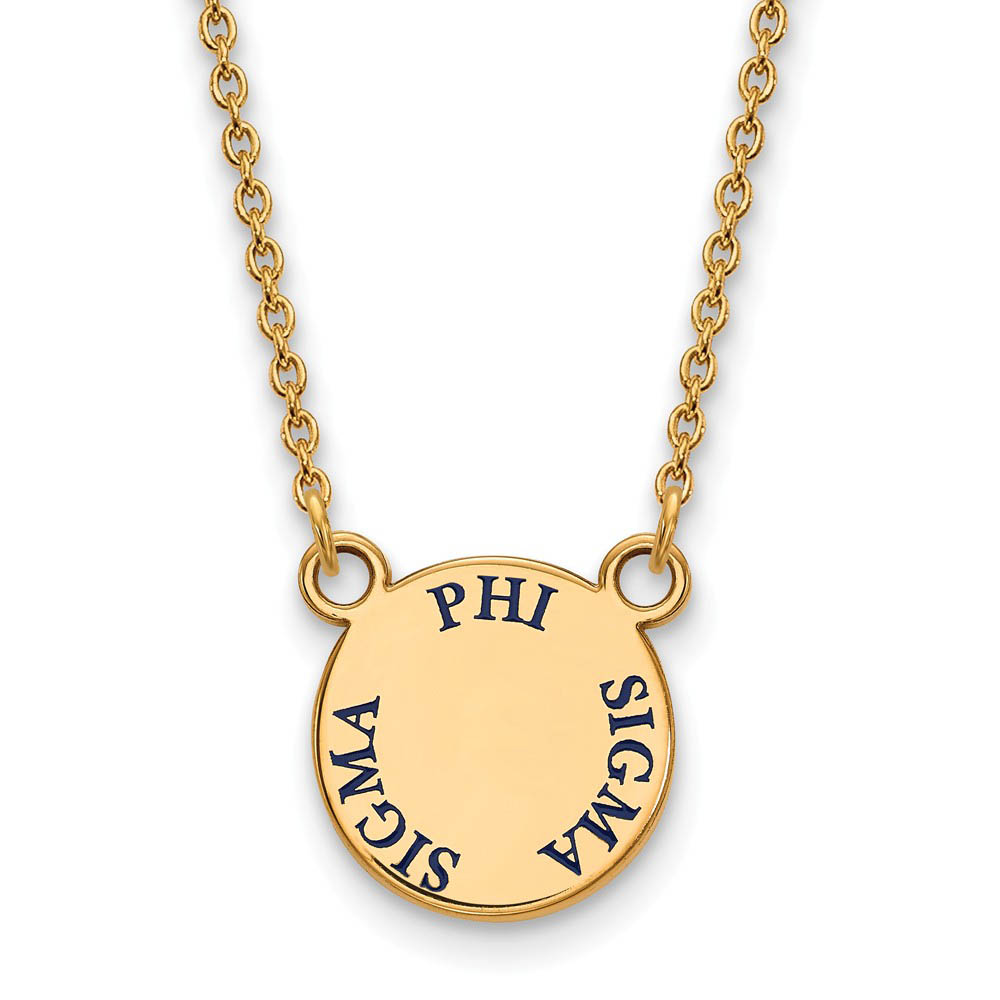 14K Plated Silver Phi Sigma Sigma Blue Enamel Necklace