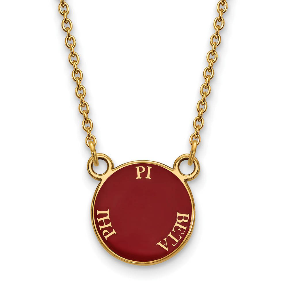 14K Plated Silver Pi Beta Phi Enamel Disc Necklace