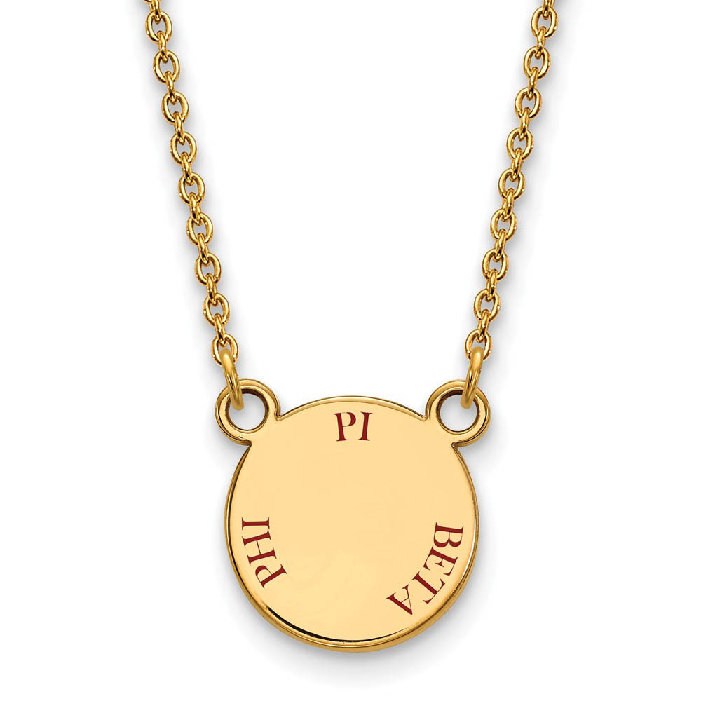 14K Plated Silver Pi Beta Phi Red Enamel Necklace