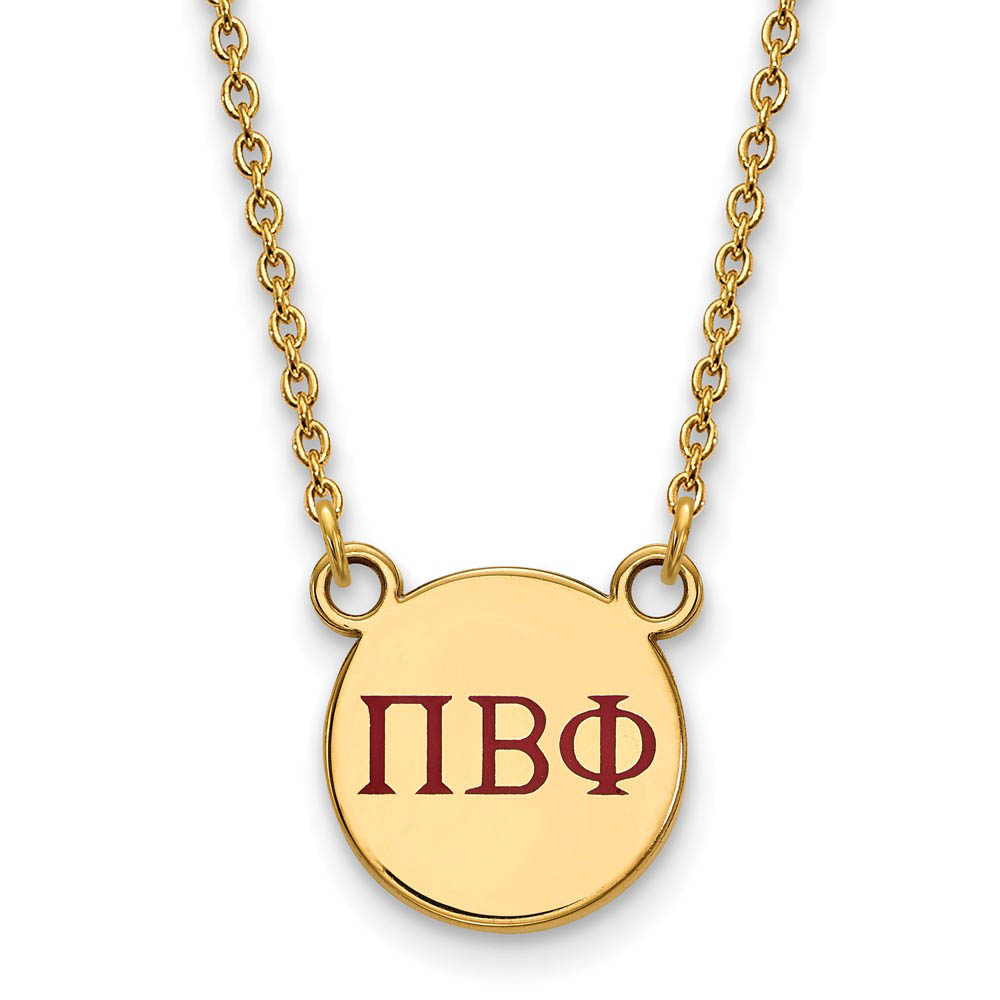 14K Plated Silver Pi Beta Phi Red Enamel Greek Letters Necklace
