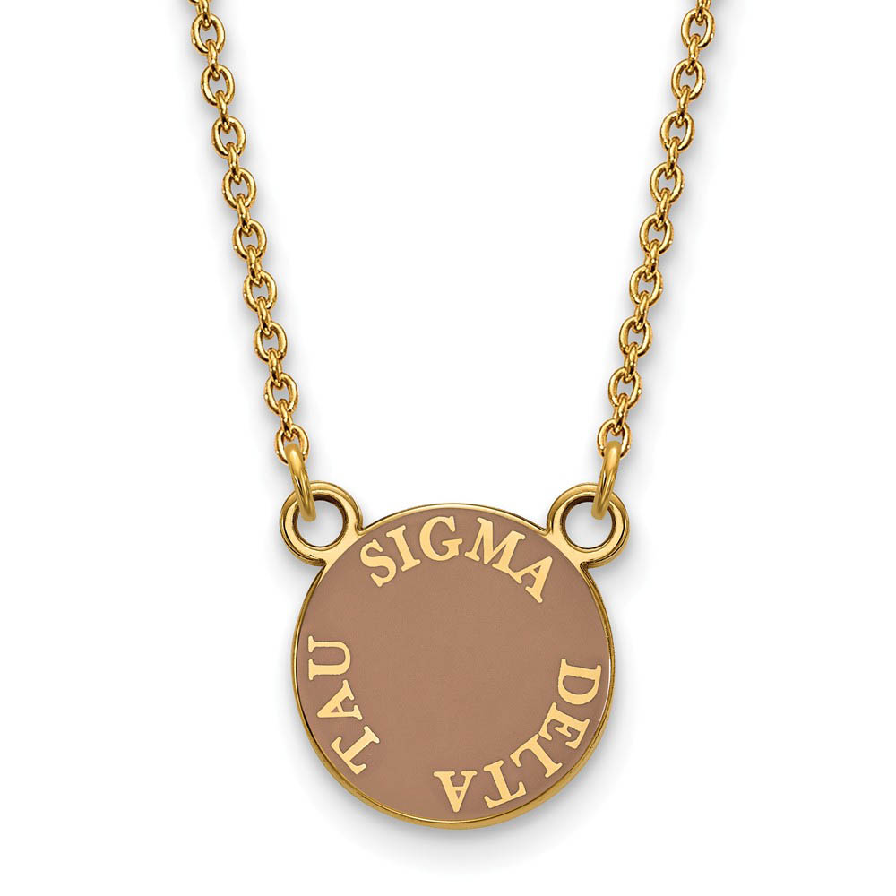 14K Plated Silver Sigma Delta Tau Enamel Disc Necklace