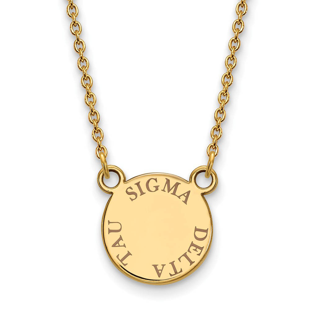 14K Plated Silver Sigma Delta Tau Brown Enamel Necklace