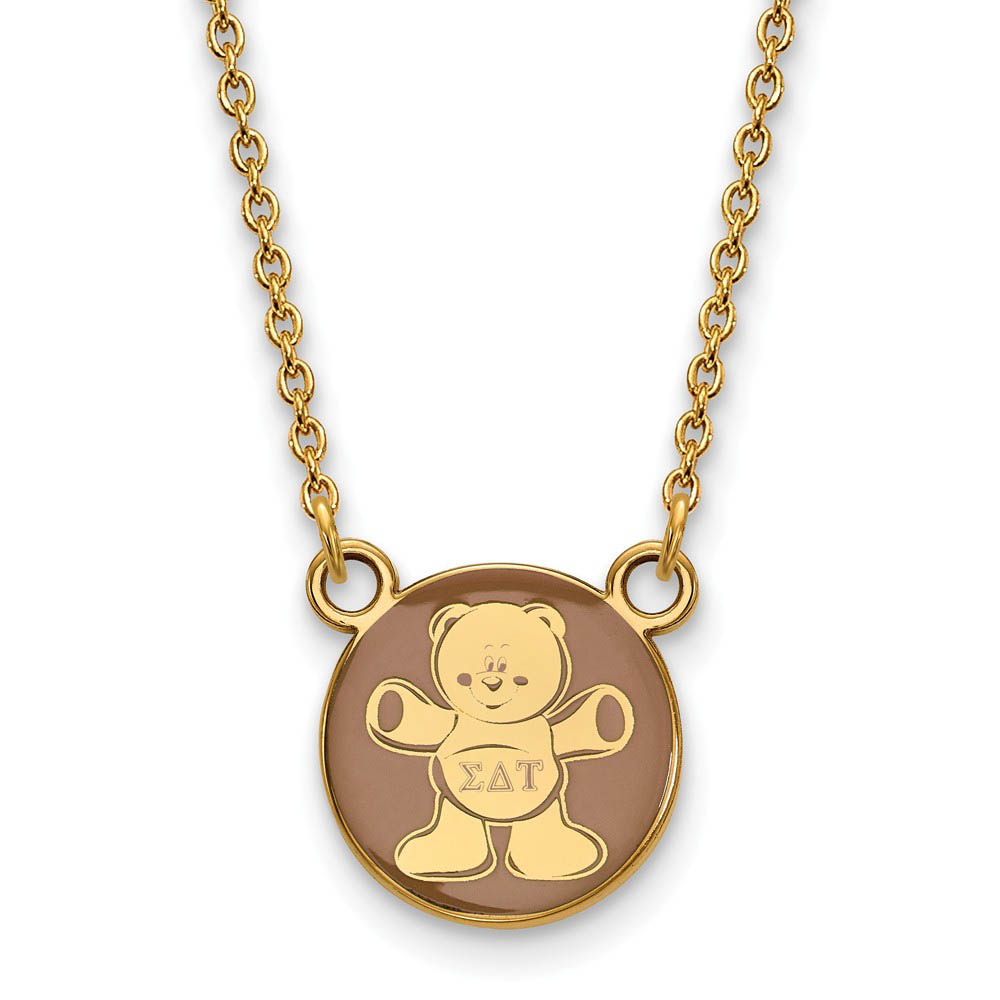 14K Plated Silver Sigma Delta Tau Enamel Mascot Necklace