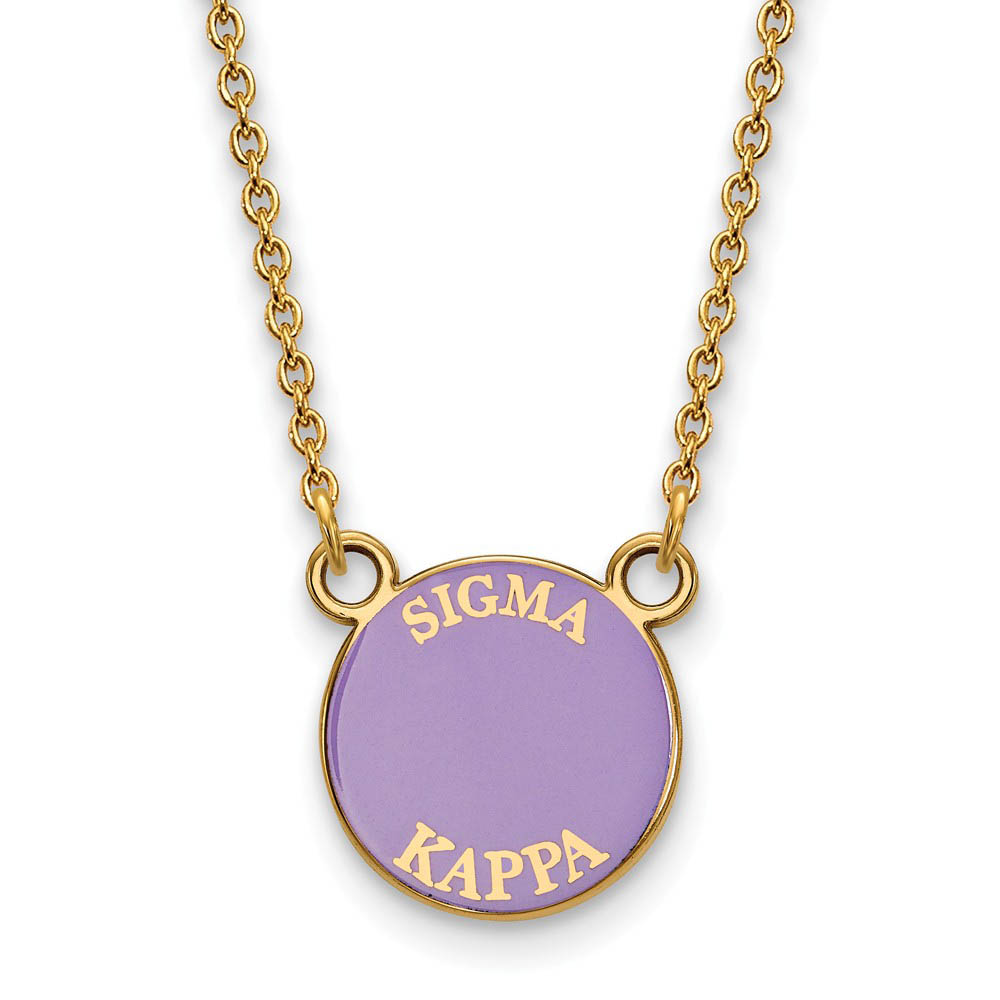 14K Plated Silver Sigma Kappa Enamel Disc Necklace