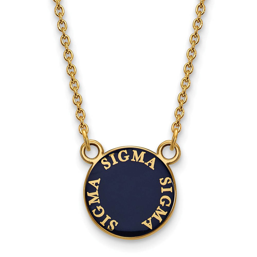 14K Plated Silver Sigma Sigma Sigma Enamel Disc Necklace