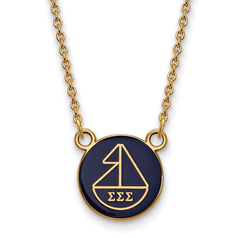 14K Plated Silver Sigma Sigma Sigma Enamel Logo Necklace
