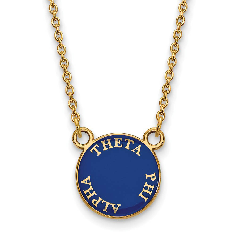 14K Plated Silver Theta Phi Alpha Enamel Disc Necklace
