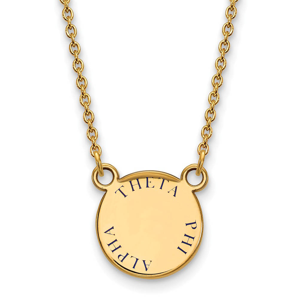 14K Plated Silver Theta Phi Alpha Blue Enamel Necklace