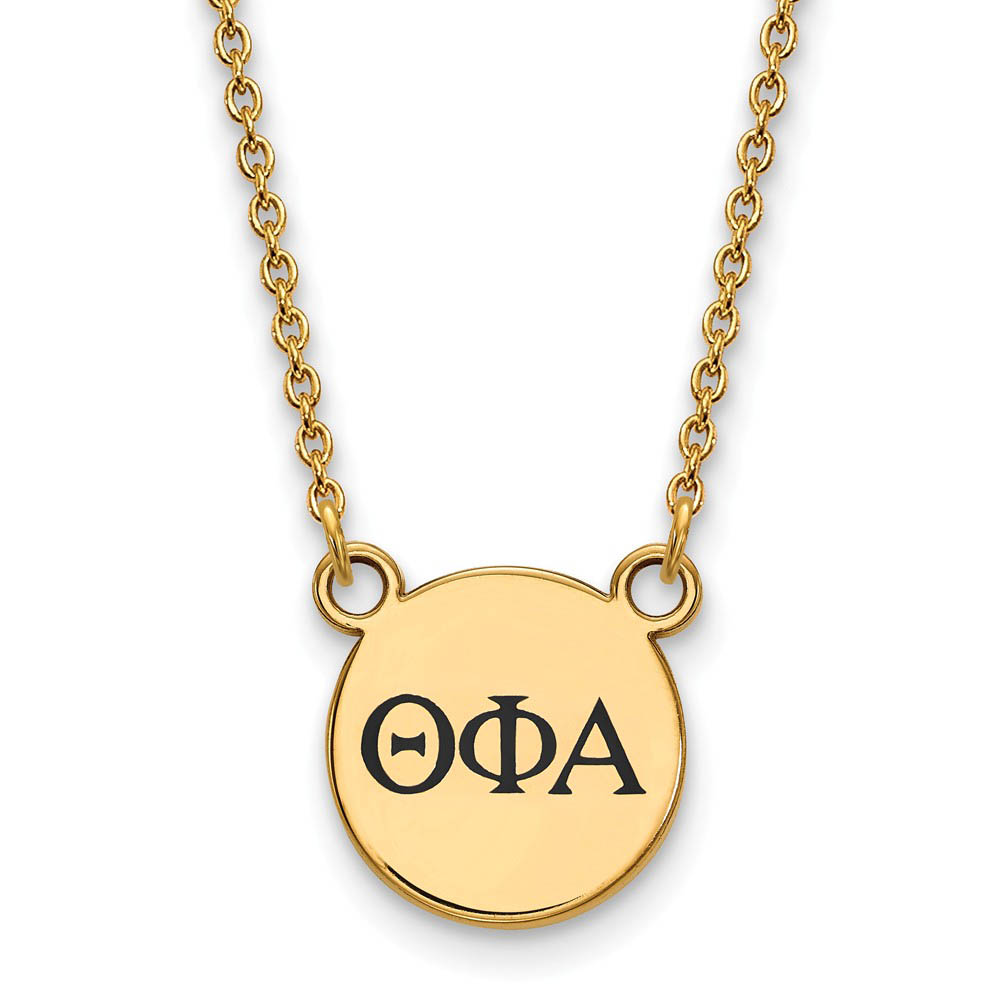 14K Plated Silver Theta Phi Alpha Enamel Greek Letters Necklace