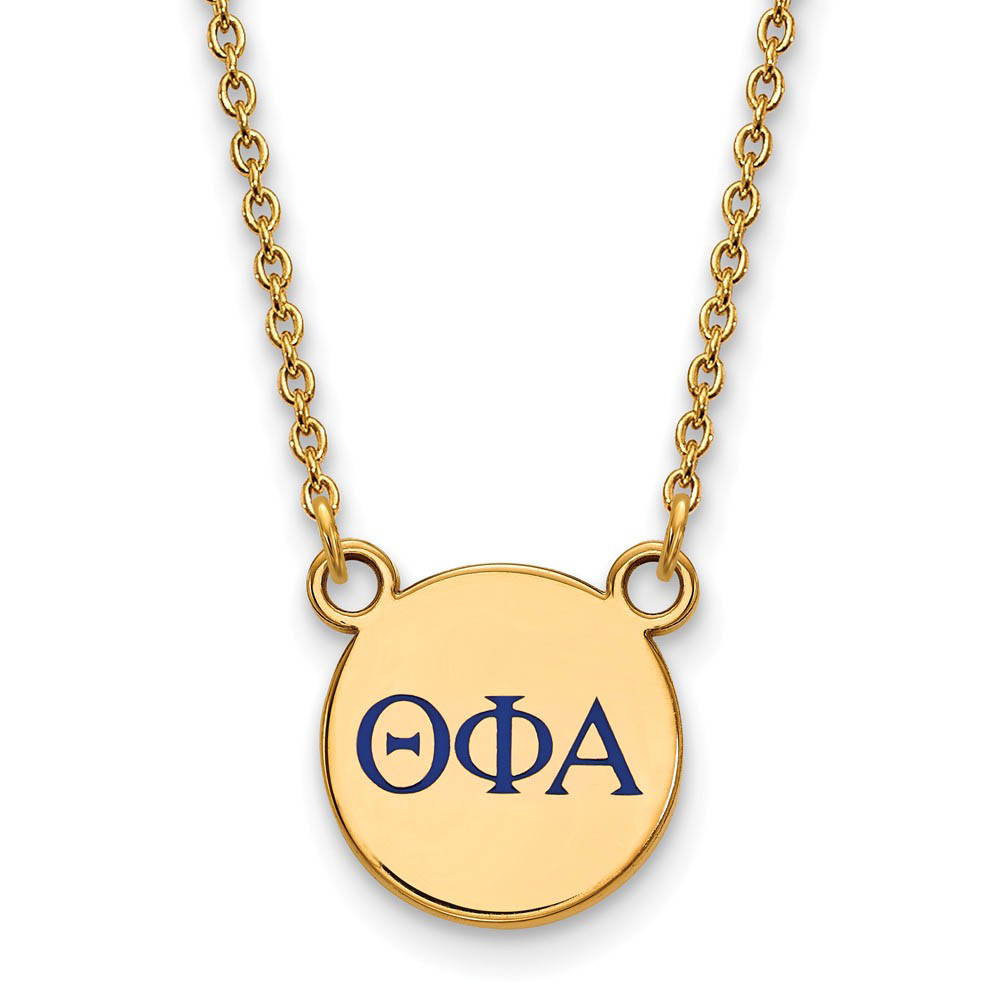 14K Plated Silver Theta Phi Alpha Blue Enamel Greek Necklace