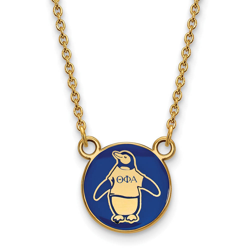 14K Plated Silver Theta Phi Alpha Enamel Mascot Necklace