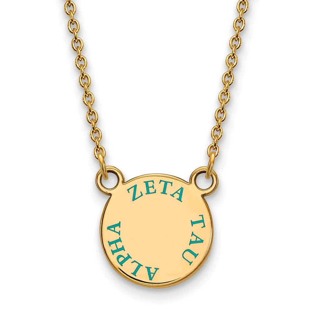 14K Plated Silver Zeta Tau Alpha Turquoise Enamel Necklace