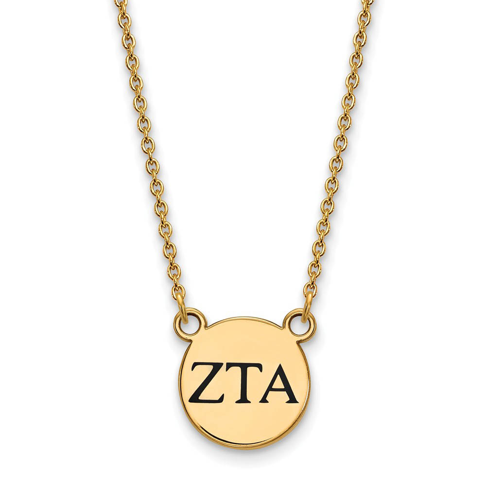 14K Plated Silver Zeta Tau Alpha Enamel Greek Letters Necklace