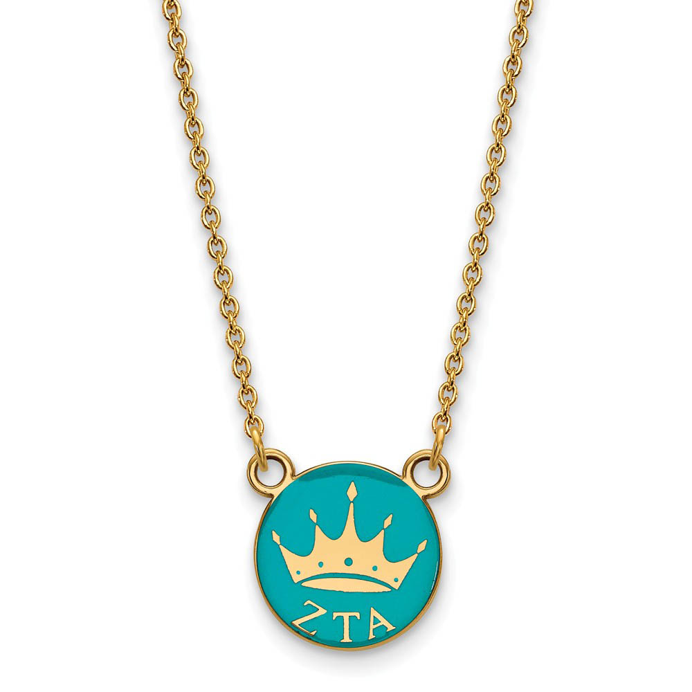 14K Plated Silver Zeta Tau Alpha Enamel Logo Necklace