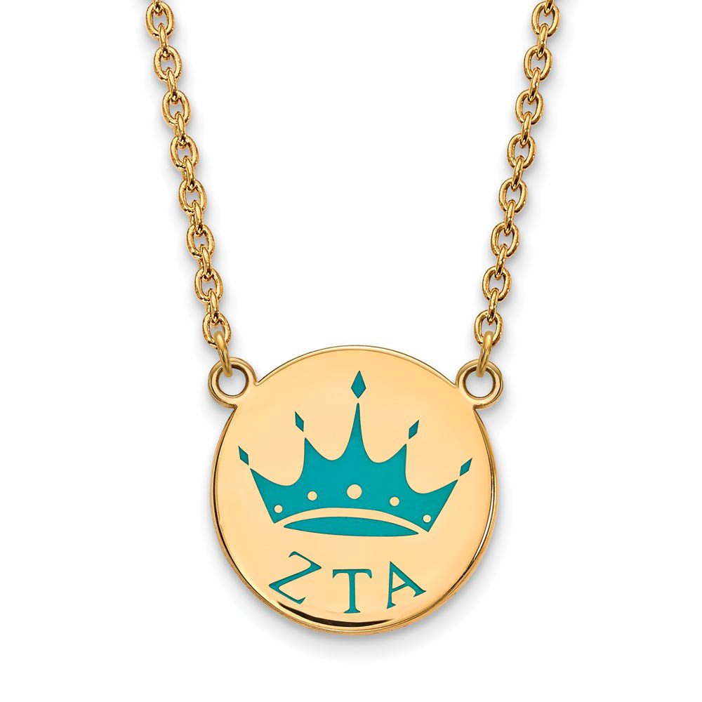 14K Plated Silver Zeta Tau Alpha Enamel Necklace