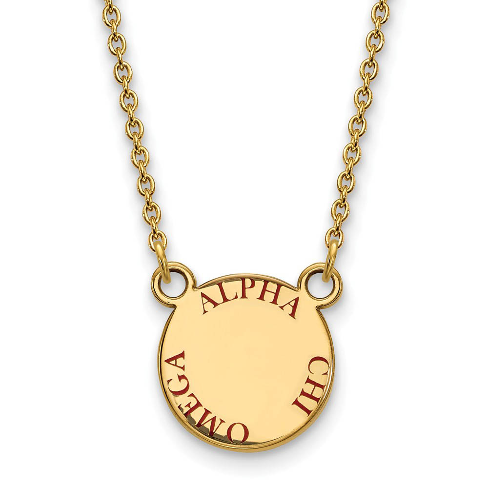 14K Plated Silver Alpha Chi Omega Red Enamel Necklace