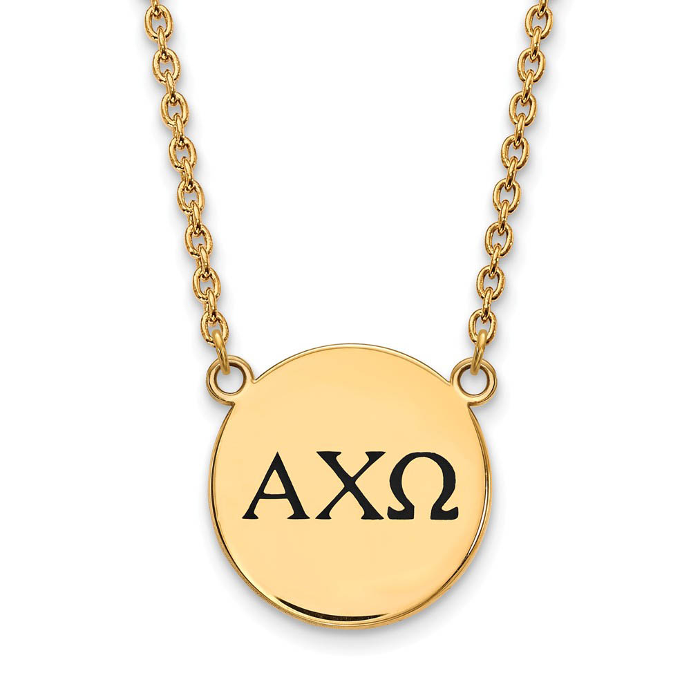 14K Plated Silver Alpha Chi Omega Enamel Greek Letters Necklace