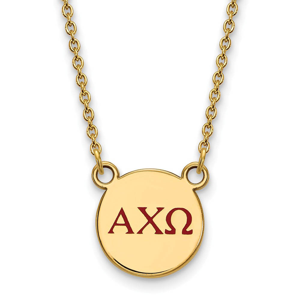 14K Plated Silver Alpha Chi Omega Red Enamel Greek Necklace