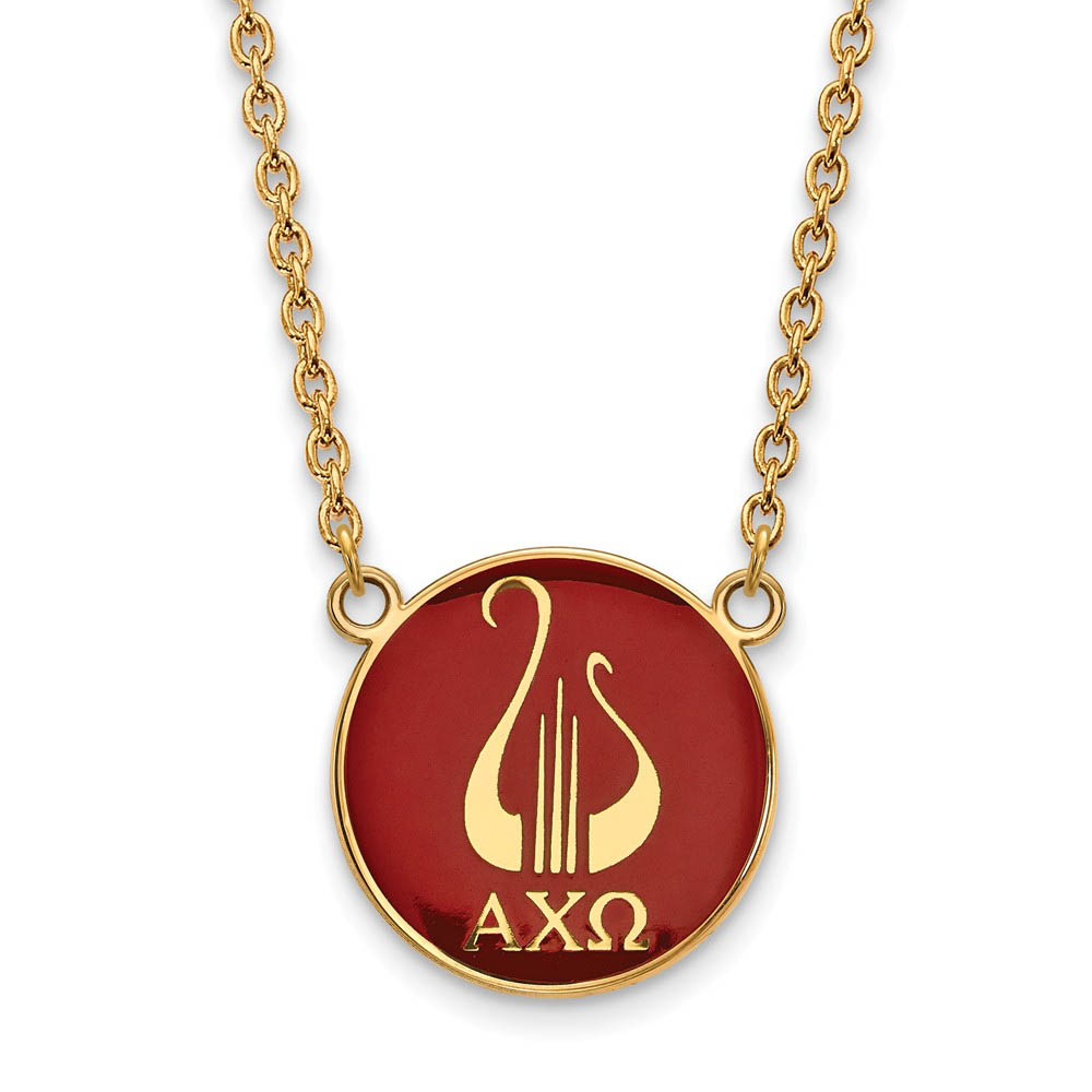 14K Plated Silver Alpha Chi Omega Enamel Logo Necklace