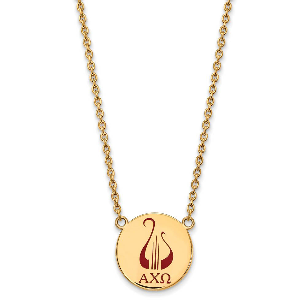 14K Plated Silver Alpha Chi Omega Enamel Necklace