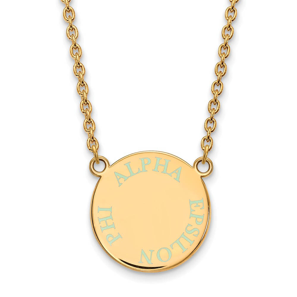 14K Plated Silver Alpha Epsilon Phi Aqua Enamel Necklace