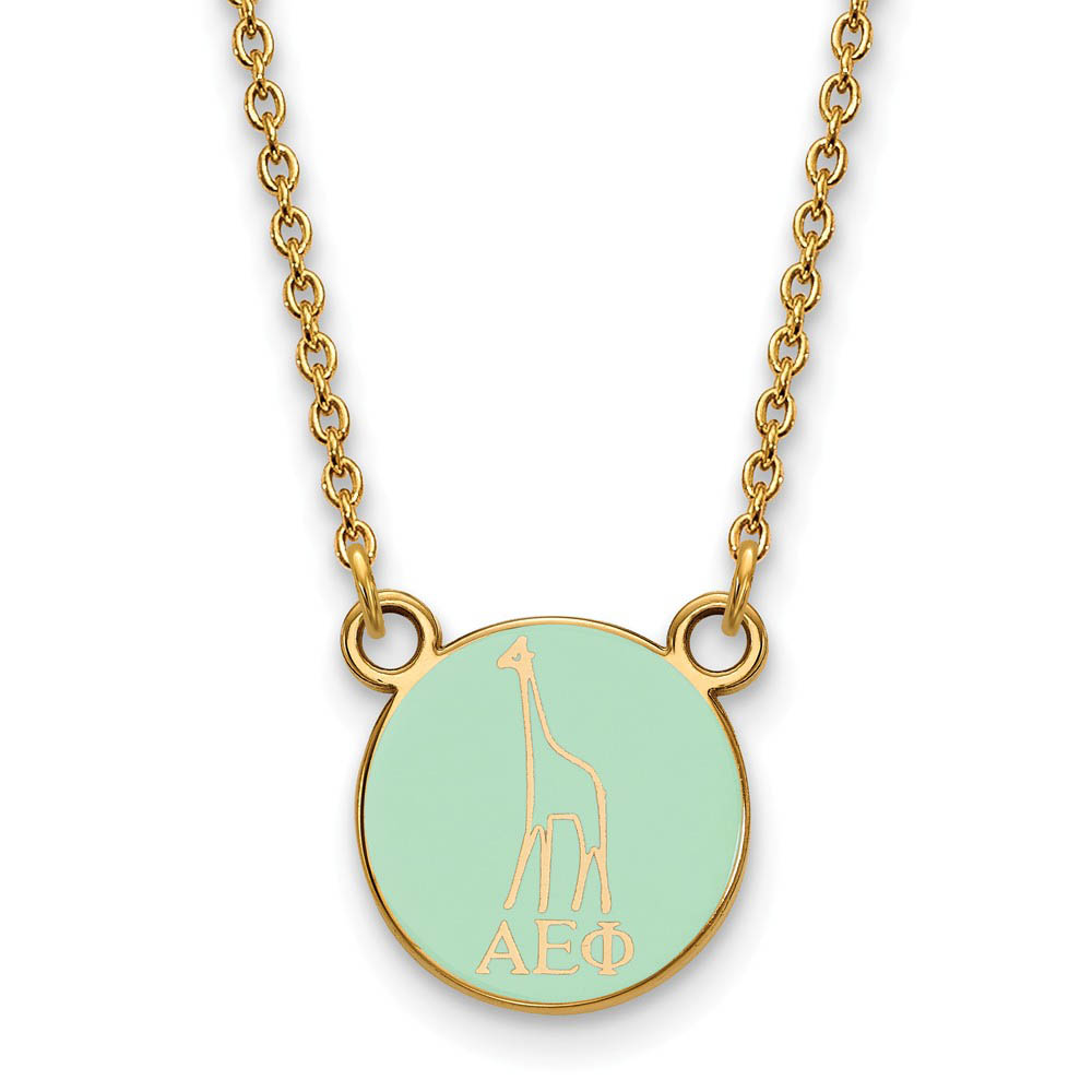 14K Plated Silver Alpha Epsilon Phi (Tiny) Enamel Mascot Necklace