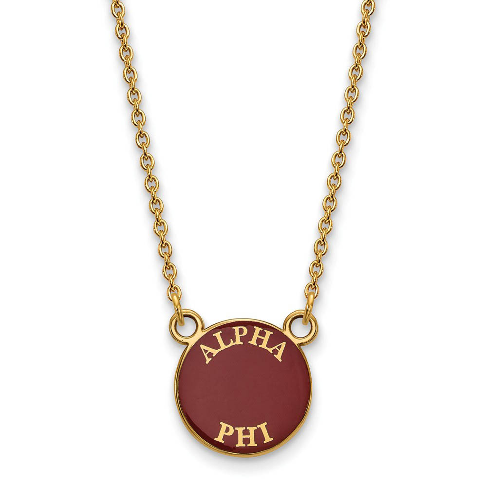 14K Plated Silver Alpha Phi Enamel Disc Necklace