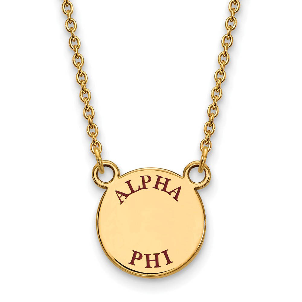 14K Plated Silver Alpha Phi Enamel Greek Letters Necklace