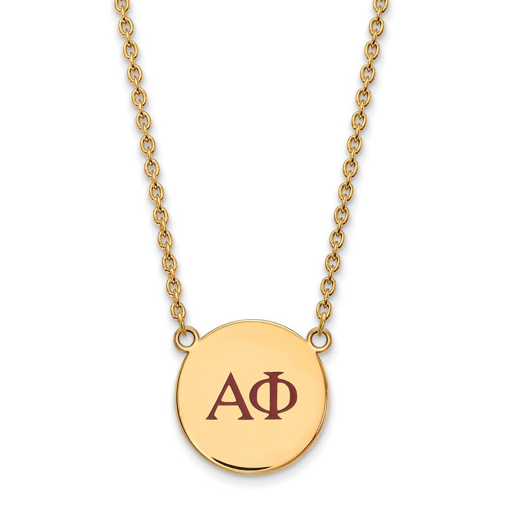 14K Plated Silver Alpha Phi Red Enamel Greek Letters Necklace