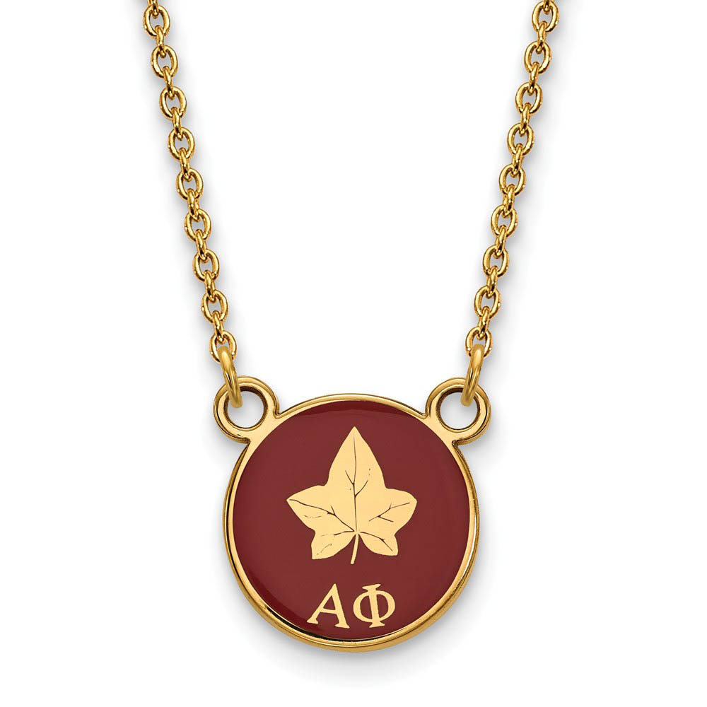 14K Plated Silver Alpha Phi Enamel Logo Necklace