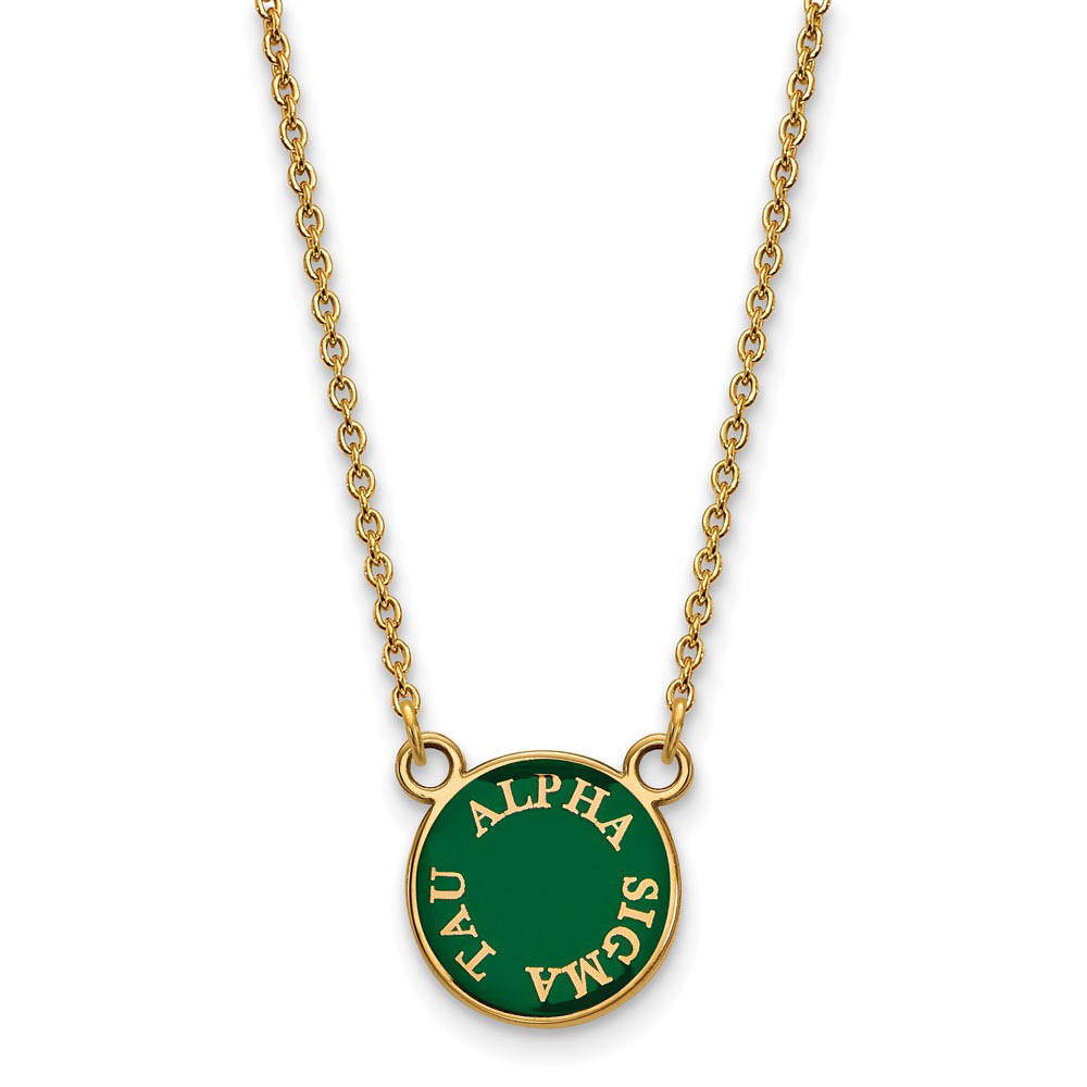 14K Plated Silver Alpha Sigma Tau (Tiny) Enamel Necklace