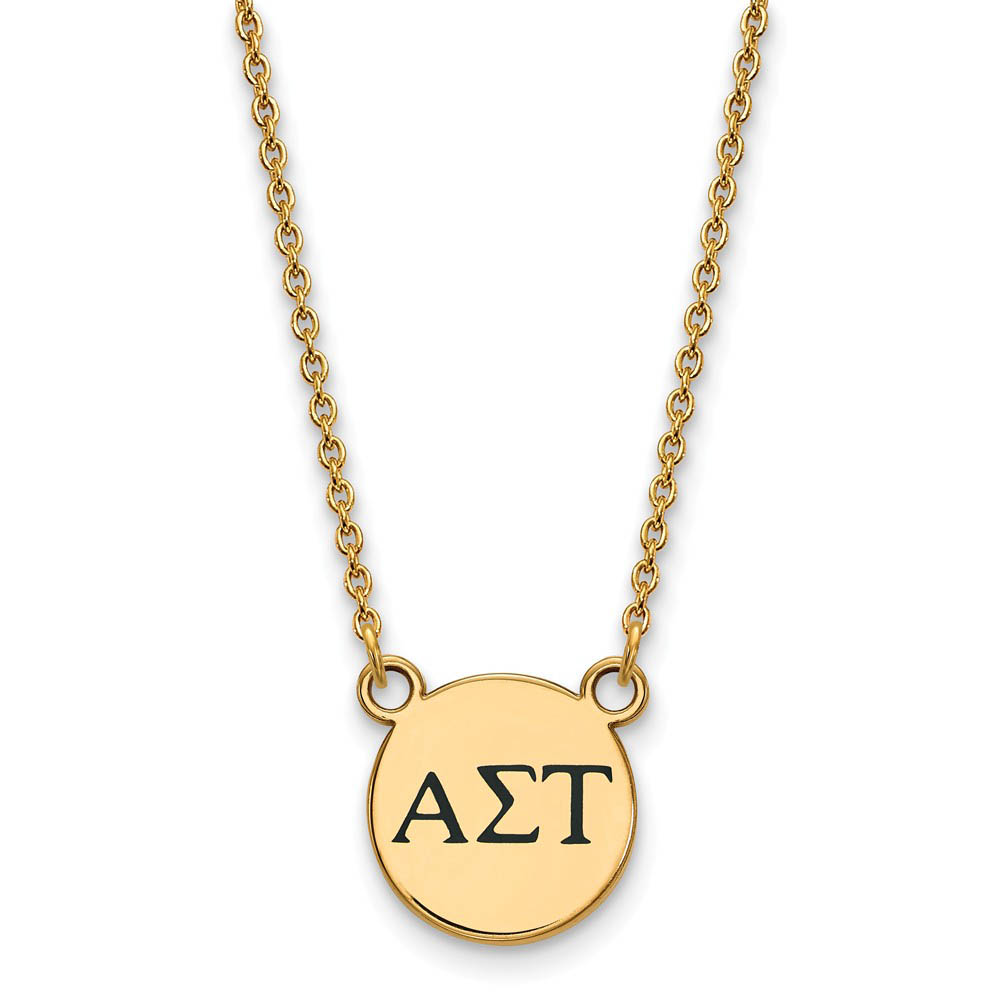 14K Plated Silver Alpha Sigma Tau Enamel Greek Letters Necklace