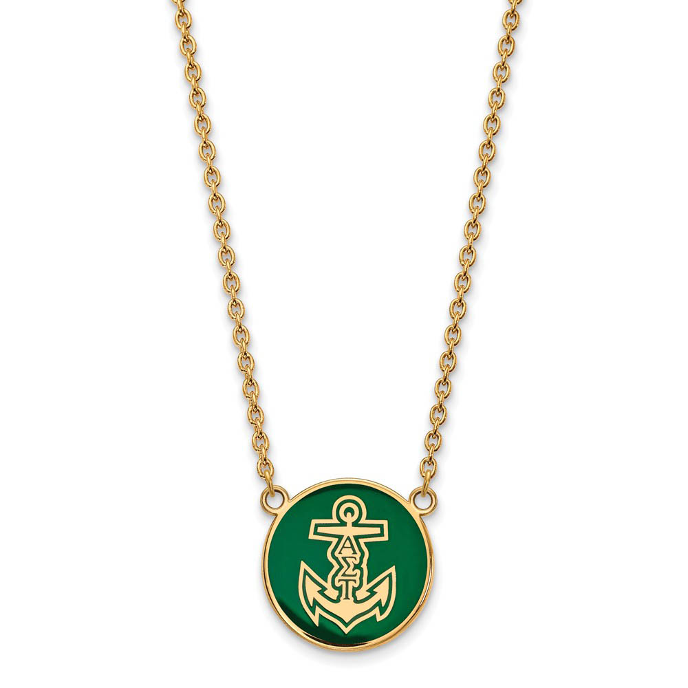 14K Plated Silver Alpha Sigma Tau Enamel Logo Necklace