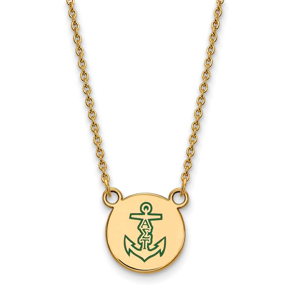 14K Plated Silver Alpha Sigma Tau Enamel Necklace