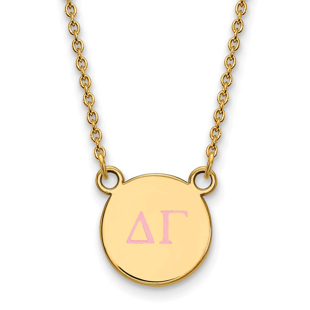 14K Plated Silver Delta Gamma Pink Enamel Greek Necklace