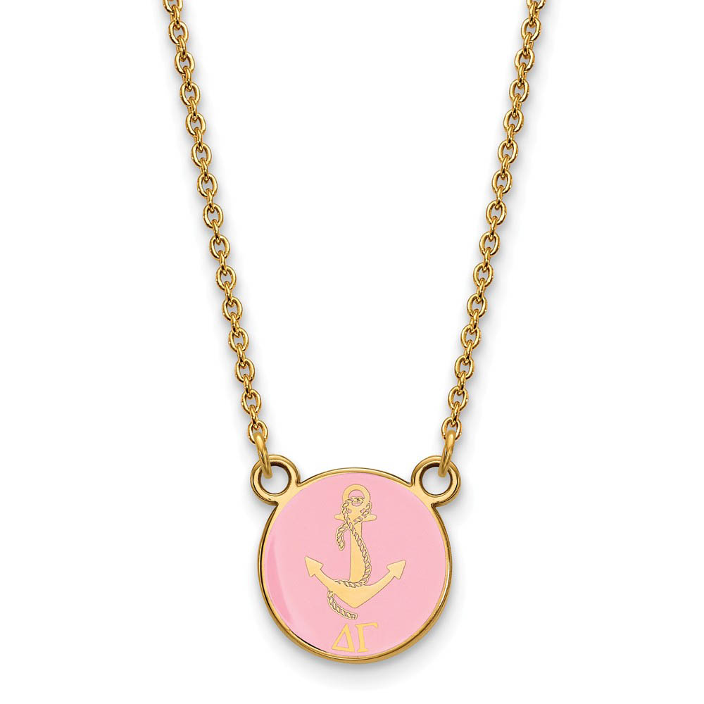 14K Plated Silver Delta Gamma Enamel Logo Necklace