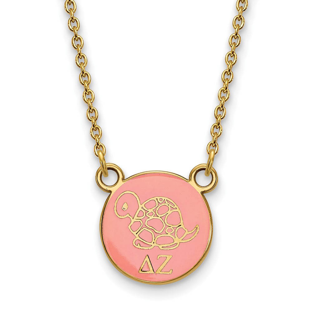 14K Plated Silver Delta Zeta Enamel Mascot Necklace