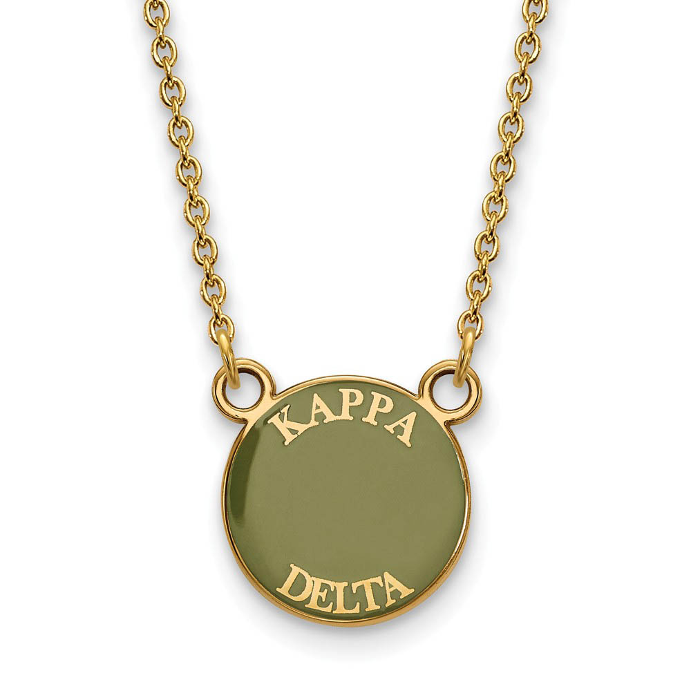 14K Plated Silver Kappa Delta Enamel Disc Necklace