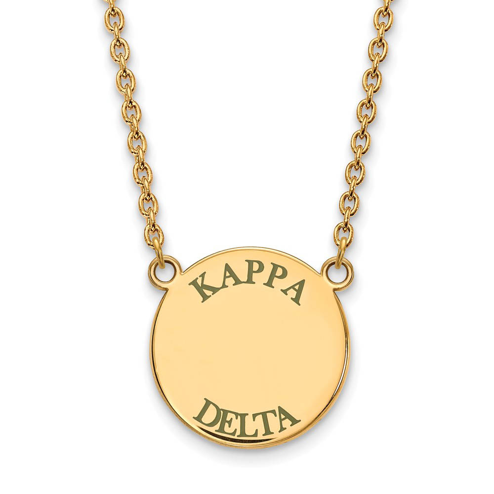14K Plated Silver Kappa Delta Green Enamel Necklace