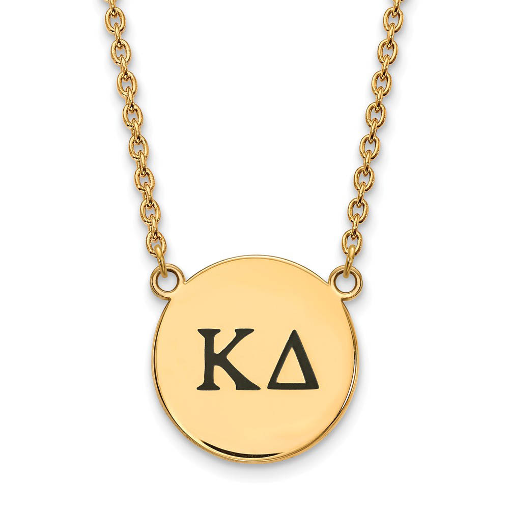 14K Plated Silver Kappa Delta Blue Enamel Greek Letters Necklace