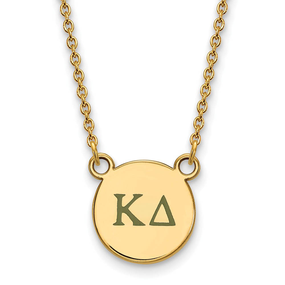 14K Plated Silver Kappa Delta Green Enamel Greek Necklace