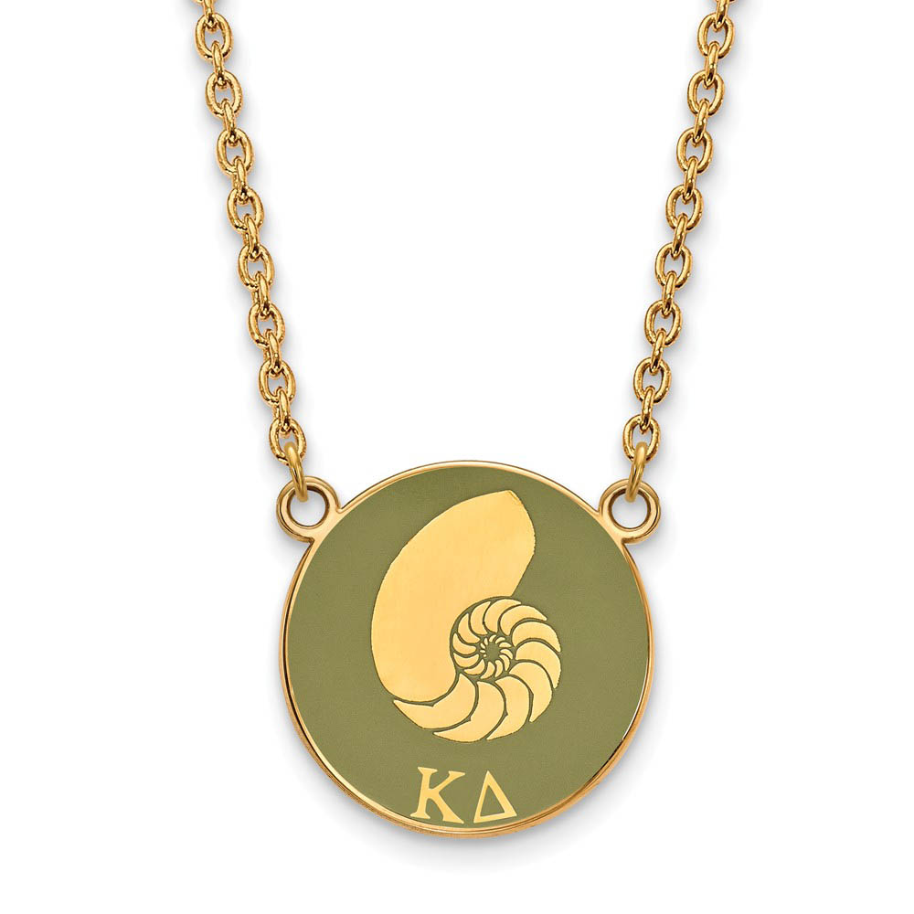 14K Plated Silver Kappa Delta Green Enamel Logo Necklace