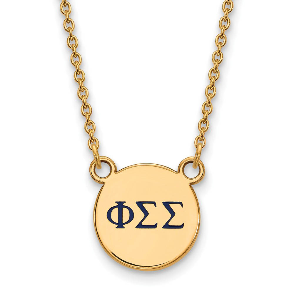 14K Plated Silver Phi Sigma Sigma Blue Enamel Greek Necklace