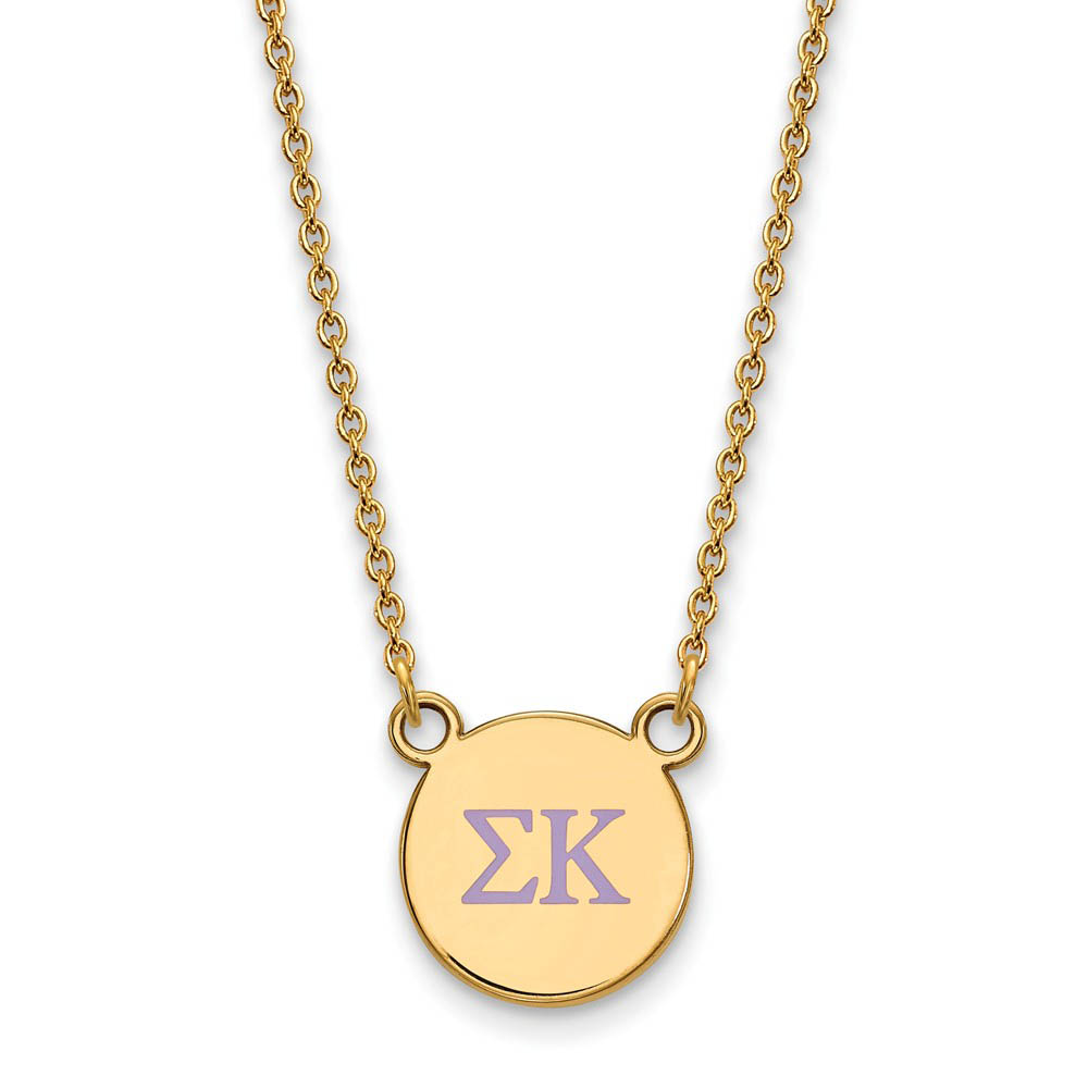 14K Plated Silver Sigma Kappa Pink Enamel Greek Necklace