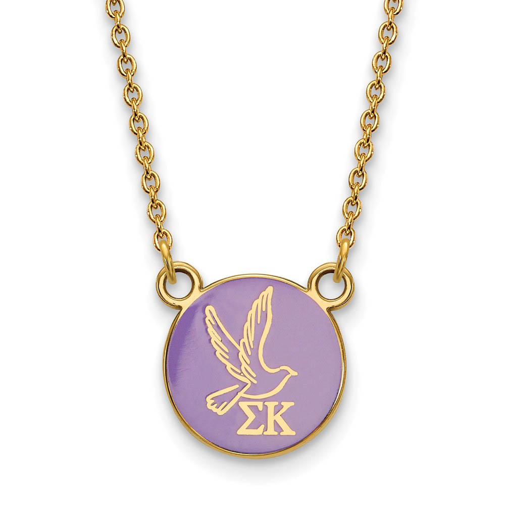 14K Plated Silver Sigma Kappa Purple Enamel Logo Necklace