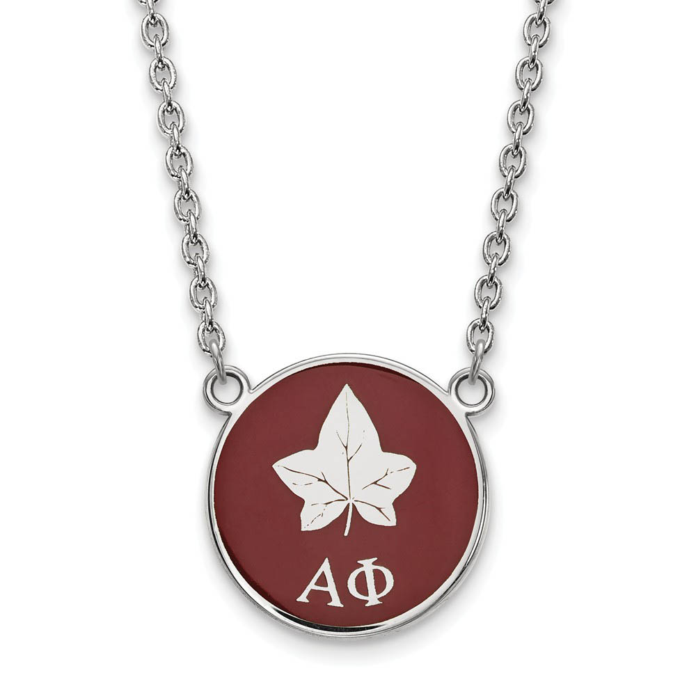 Sterling Silver Alpha Phi Enamel Logo Necklace