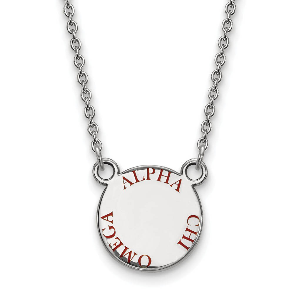 Sterling Silver Alpha Chi Omega Red Enamel Necklace
