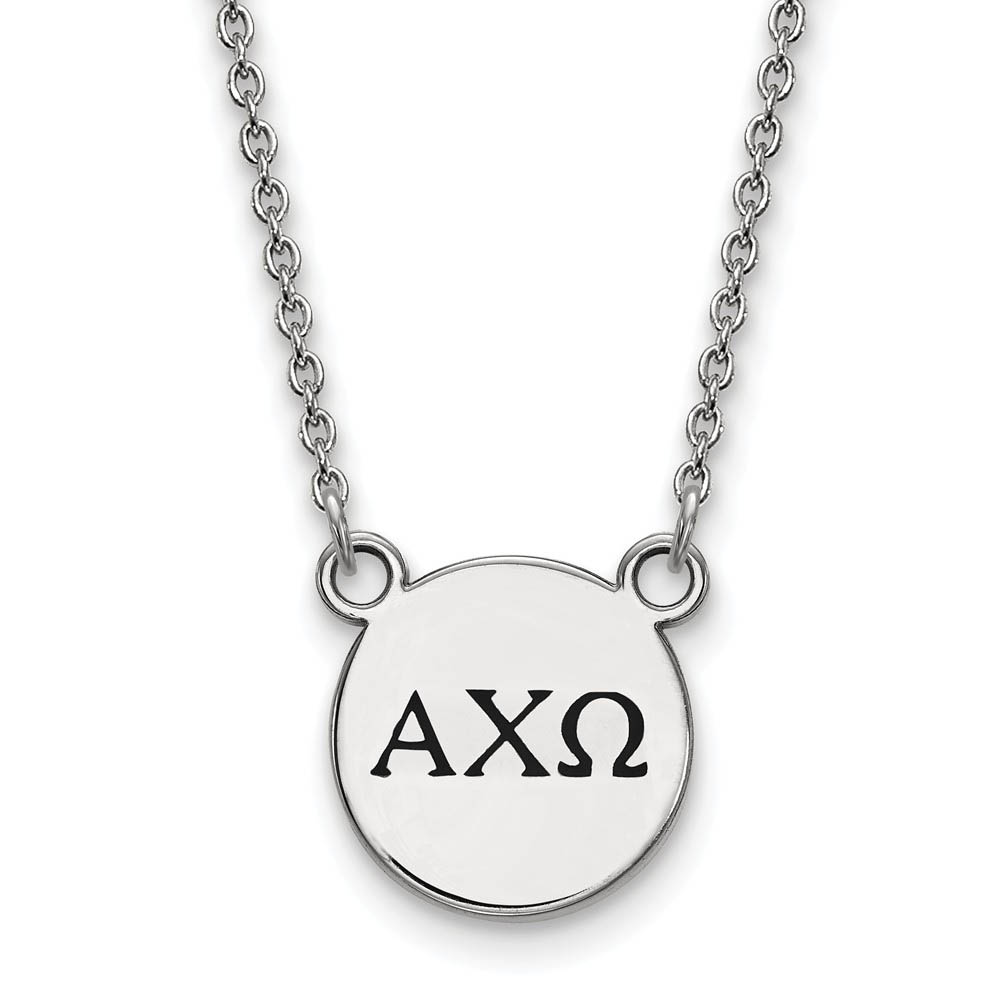 Sterling Silver Alpha Chi Omega Enamel Greek Letters Necklace