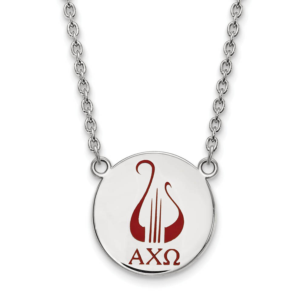 Sterling Silver Alpha Chi Omega Enamel Necklace